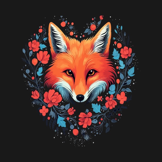 Red Fox Valentine Day by JH Mart