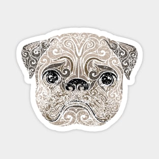 Swirly Pug Portrait (color) Magnet