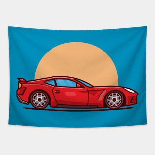 Sport Car Cartoon Illustration Tapestry