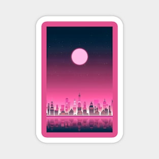 Vaporwave city minimalist art Magnet