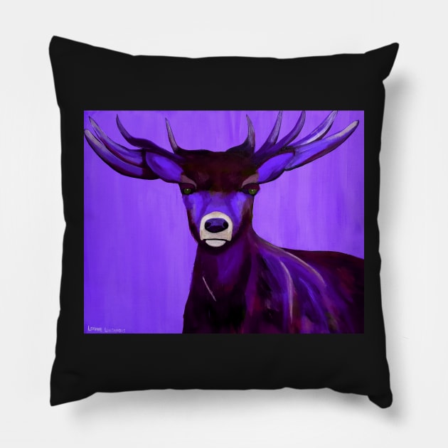 Vibrant ethereal purple stag buck deer cool Pillow by LukjanovArt