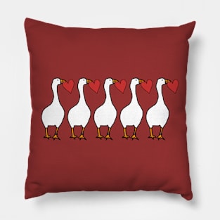 Five Animals Goose with Stolen Red Love Heart Valentines Day Pillow