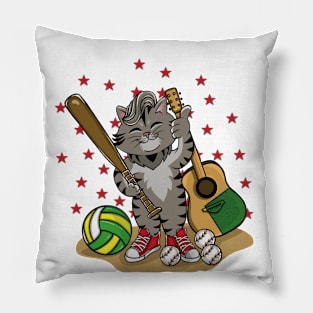 Cute cat player and musician Pillow