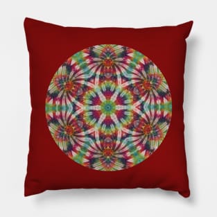 Psychedelic Kaleidoscopic Multi-Color Mandala Number 4 Circle Pillow