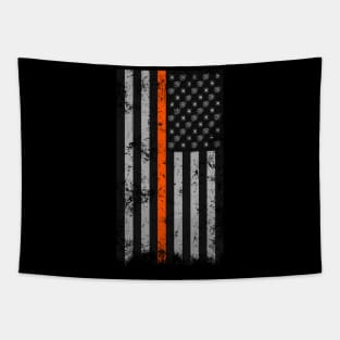 Halloween Thin Orange Line Flag Spider and Webs Tapestry