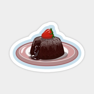 Chocolate lava cake cartoon illustration Magnet