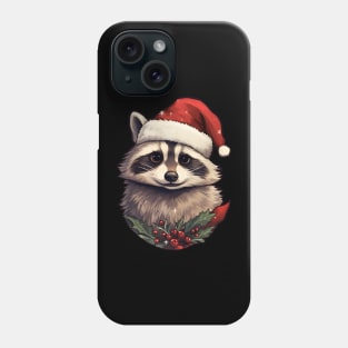 Santa Raccoon with holly Phone Case