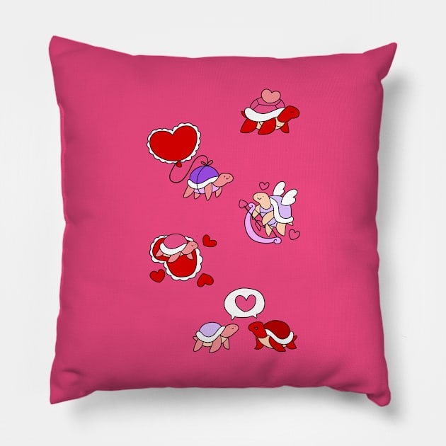 Valentines Day Turtles Pillow by saradaboru