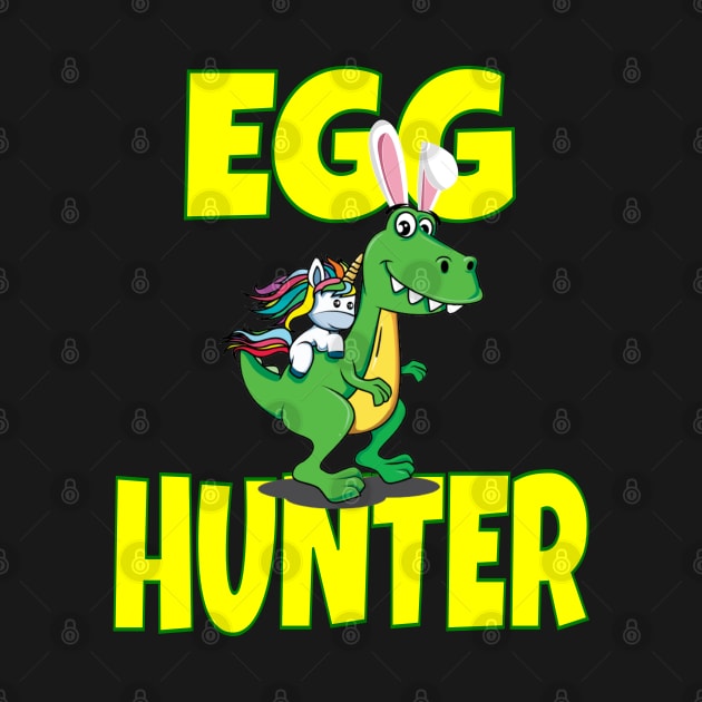 Easter Egg Hunter Unicorn Riding T Rex Dinosaur by Boo Face Designs