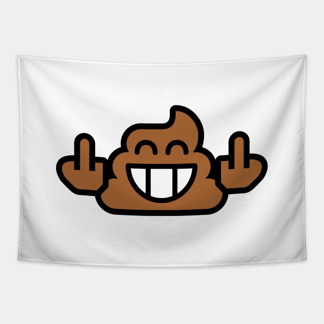 Smiley Emoji Poop Stinkefinger Tapestry by GetTheCar