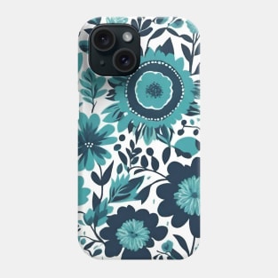 Boho Chic Scandinavian  Botanical  Turquoise Teal Floral Phone Case