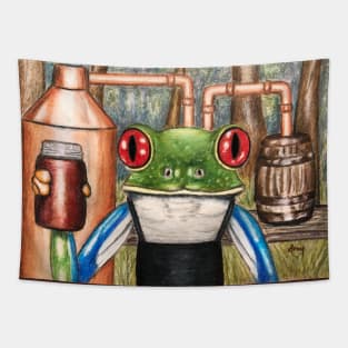 "Moonshine Frog" Frogs After Five collection Tapestry