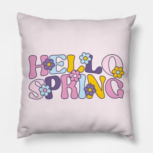 Hello Spring, Retro Flowers Pillow