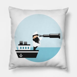 Sea captain with spyglass Pillow