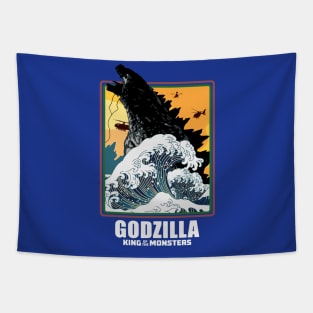 giant monsters big wave Tapestry