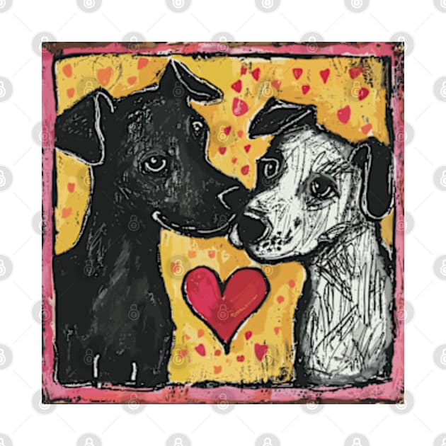 Canine Love 2024 Valentines Day Drawing by moreirapod