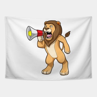 Lion with Microphone Tapestry