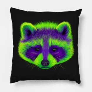 Purple and Green Raccoon Pillow