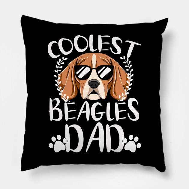 Glasses Coolest Beagles Dog Dad Pillow by mlleradrian