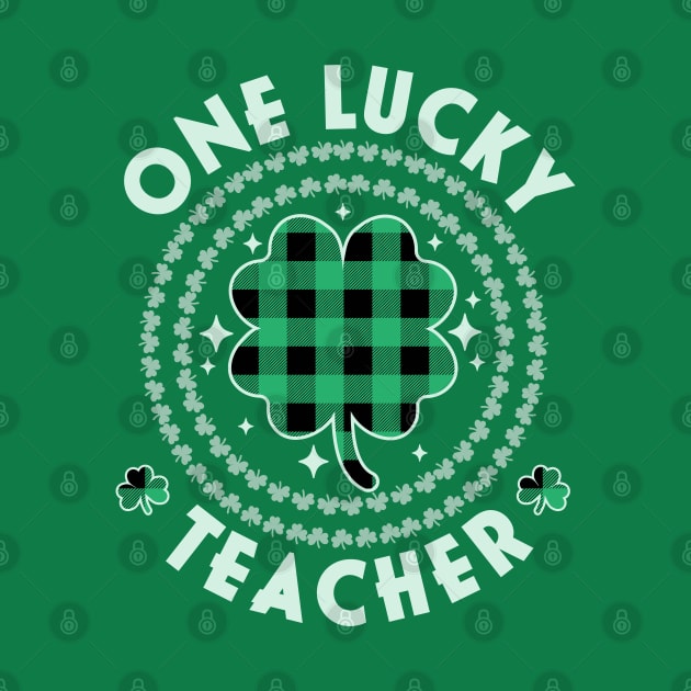 One Lucky Teacher Green Plaid Shamrock St Patrick's Day by OrangeMonkeyArt