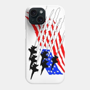 F18 Hornets flying across American Flag Phone Case