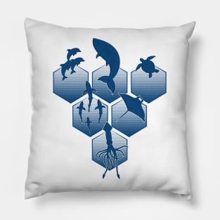 Sea Creatures and Monsters Pillow