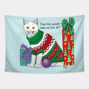 Holiday Sweater Cat Tapestry