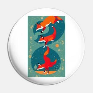 Fox Yoga Floral Flower Design Pin