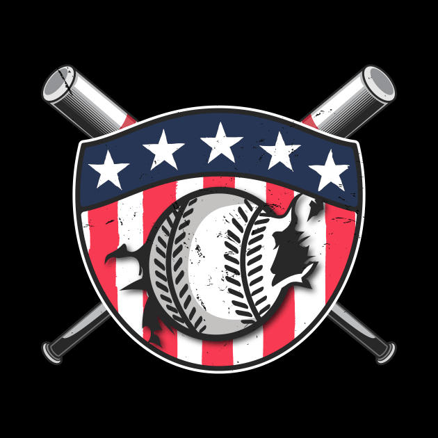 Baseball Player Badge American Flag Team by Foxxy Merch