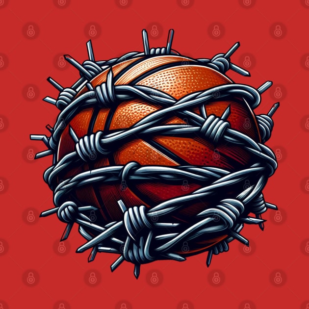 Ball wrap in barb Wire: Basketball Lover by Teebevies