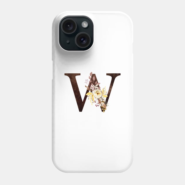 Floral Monogram W Lovely Autumn Foliage Phone Case by floralmonogram