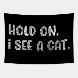 Hold On I See A Cat, Funny Cat Lovers Tapestry