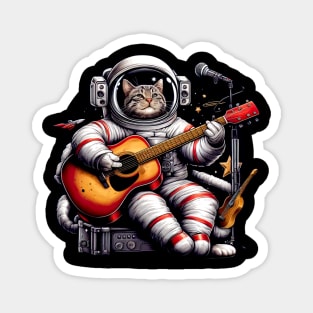 Cat astronot Playing Guitar Magnet