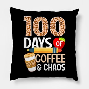 100 Days Of School Coffee Lover 100Th Day Of School Teacher Pillow