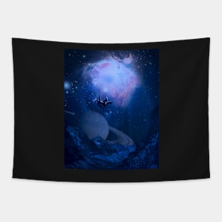 Astronaut Falling From Space On Earth Tapestry