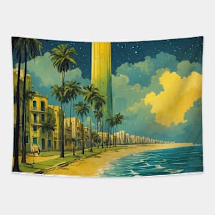 Fortaleza Brazil Starry Night Vintage Tourism Travel Poster Tapestry