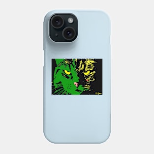 ANGRY CAT POP ART - GREEN YELLOW BLACK Phone Case