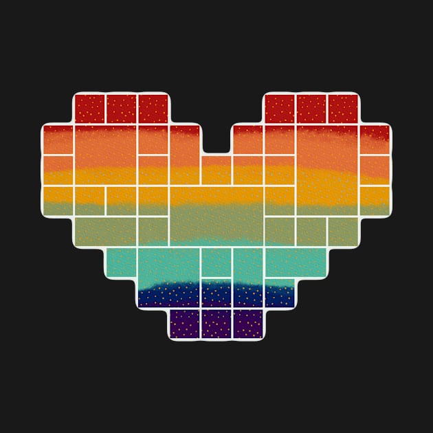 Rainbow polka-dot heart pixel shape.  Editable by TamxngTa