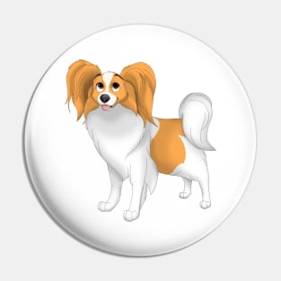 White & Red Papillon Dog Pin