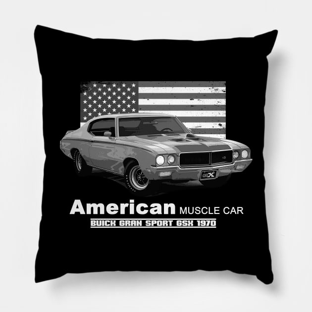 Buick Gran Sport GSX American Muscle Car 60s 70s Old is Gold Pillow by Jose Luiz Filho