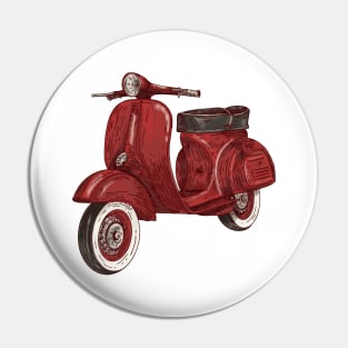 Red Retro Scooter Pin