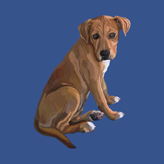 Sweet Brown Pitbull Mix Dog by Art by Deborah Camp