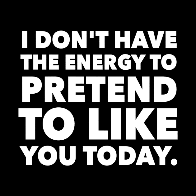 I Don't Have Energy To Pretend to like you today by Lin Watchorn 