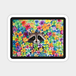 Flower Racoon Magnet