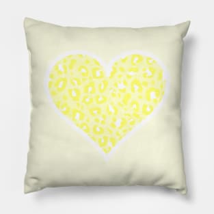 Yellow and White Leopard Print Heart Pillow