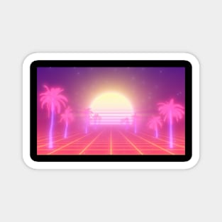 Outrun Palm Trees Road Magnet