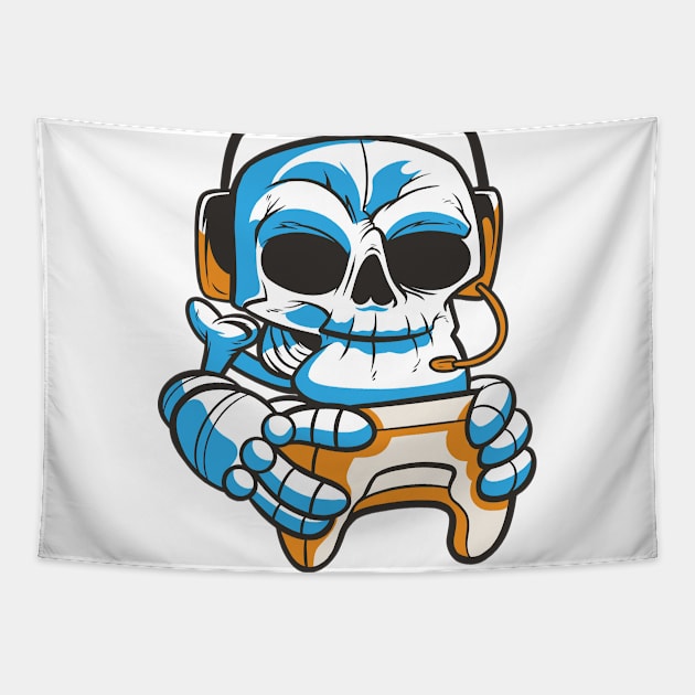 skull-gamer-with-joystick Tapestry by petit-creativ