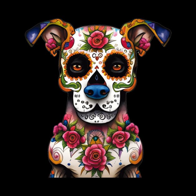 Adorable Sugar Skull Dog Art for Día de los Muertos by ImaginativeInkPOD