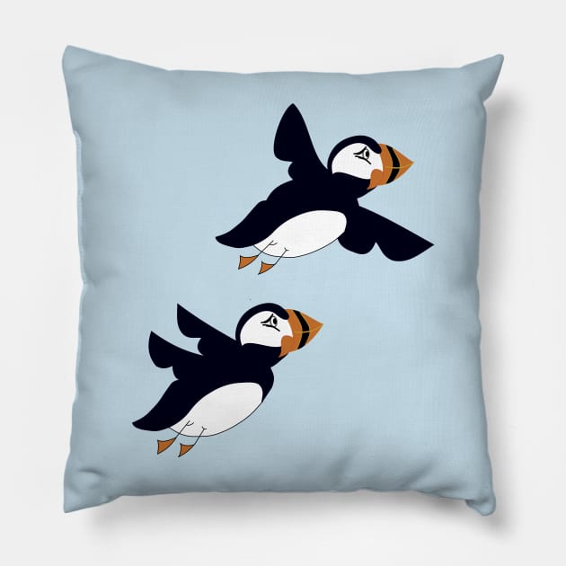 Arctic Animal - Puffins Pillow by Aurealis