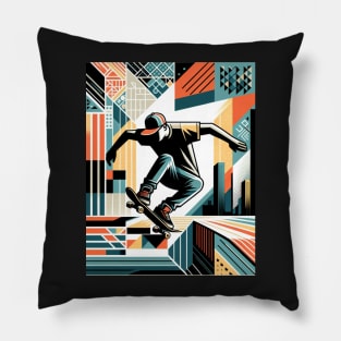 Skateboard Dynamics: Urban Patterns Edition Pillow